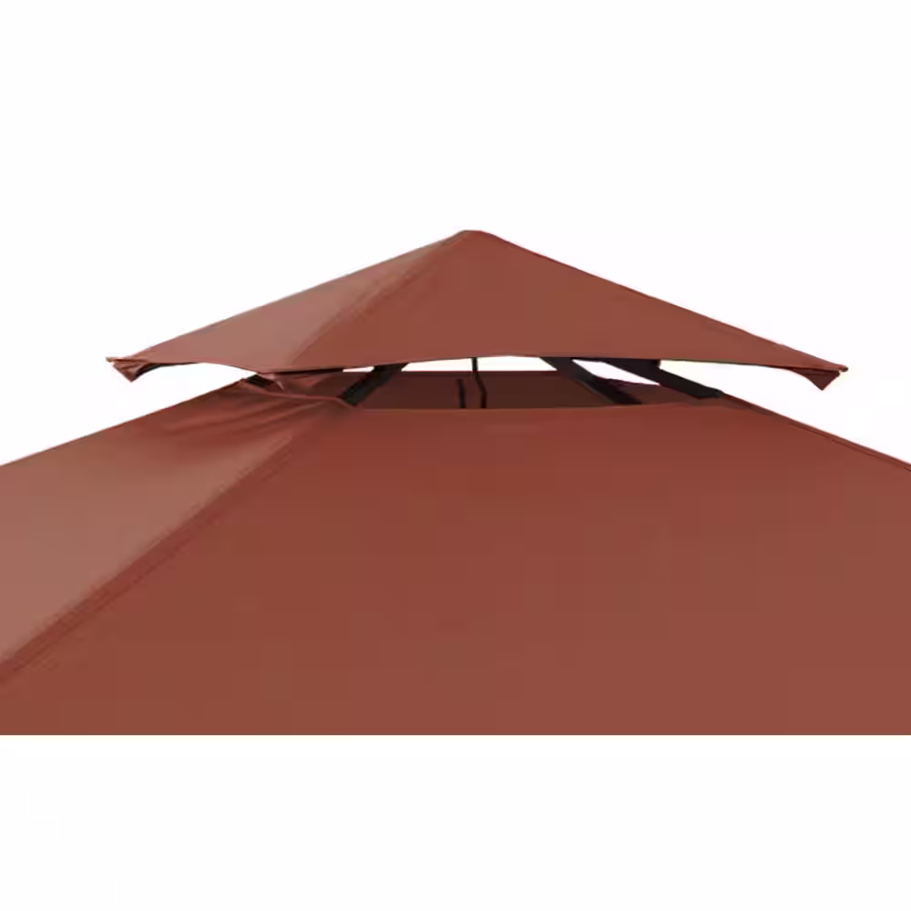 Sunjoy Jonas 5 ft. x 8 ft. Black Steel 2-Tier Grill Gazebo with Red Canopy