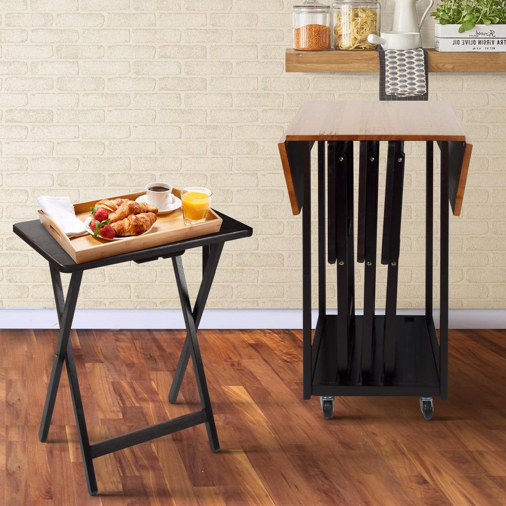 Casual Home Mission Oak Espresso Drop Leaf Table with TV Tray