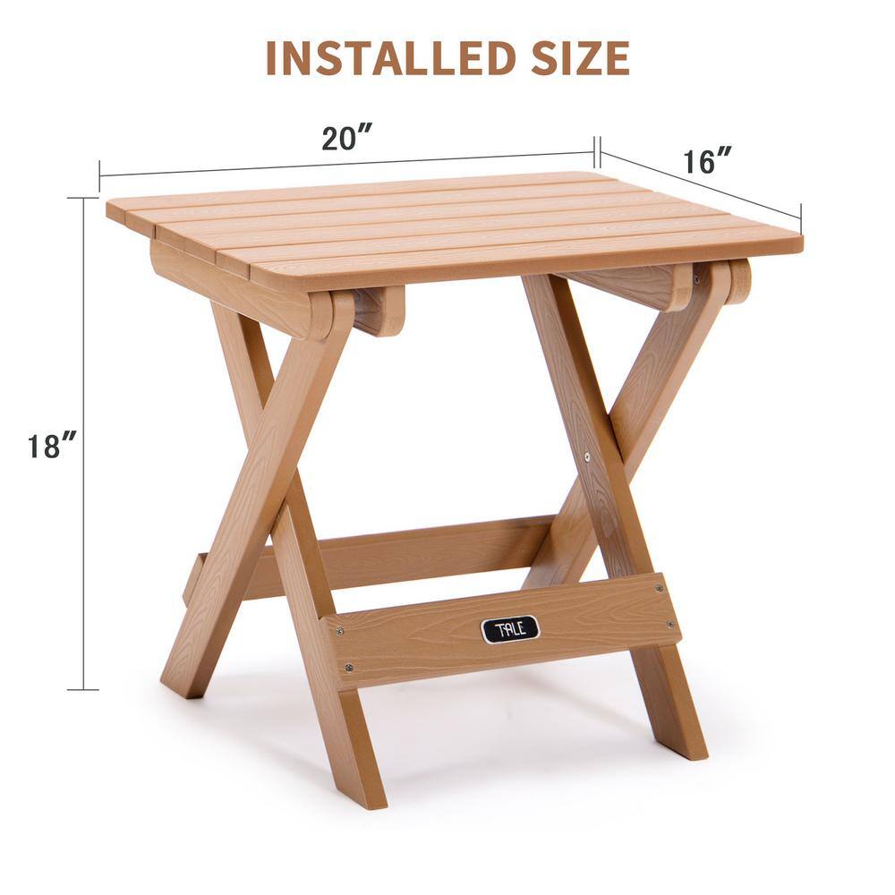None Brown Square Plastic All-Weather and Fade-Resistant Wood Picnic Table with Fold Function