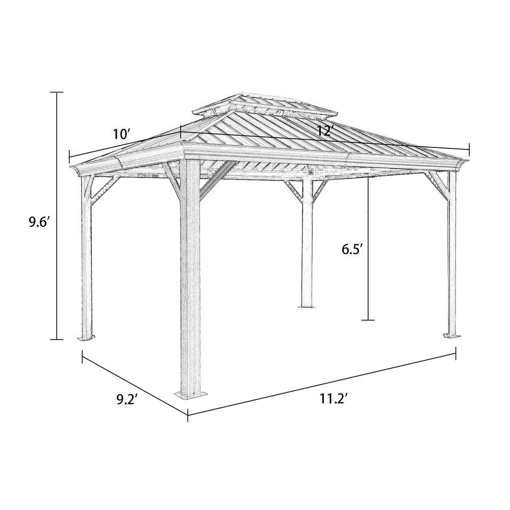 ULAX FURNITURE 10 ft. x 12 ft. Aluminum Hardtop Gazebo with Galvanized Steel Roof and Mosquito Net