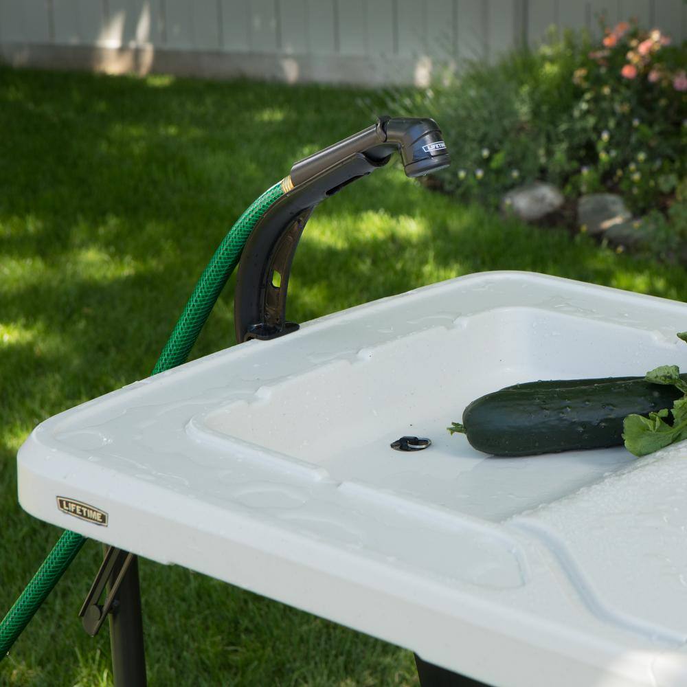 Lifetime 4 ft. Adjustable Height Fold-in-Half Fillet Table; Almond