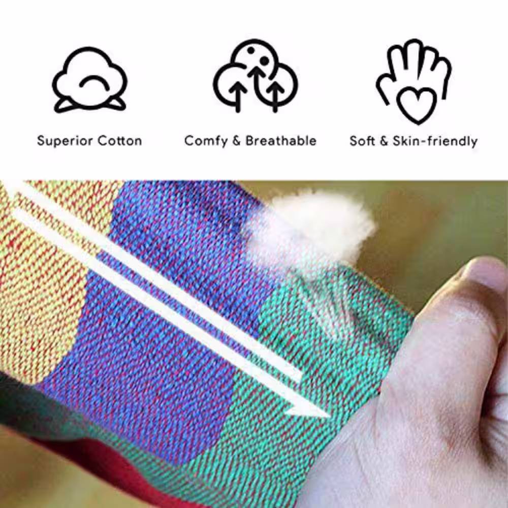 None Hammock Chair Hanging Rope Swing, Max 300 lbs. Hanging Chair with Pocket- Quality Cotton Weave (Beige)