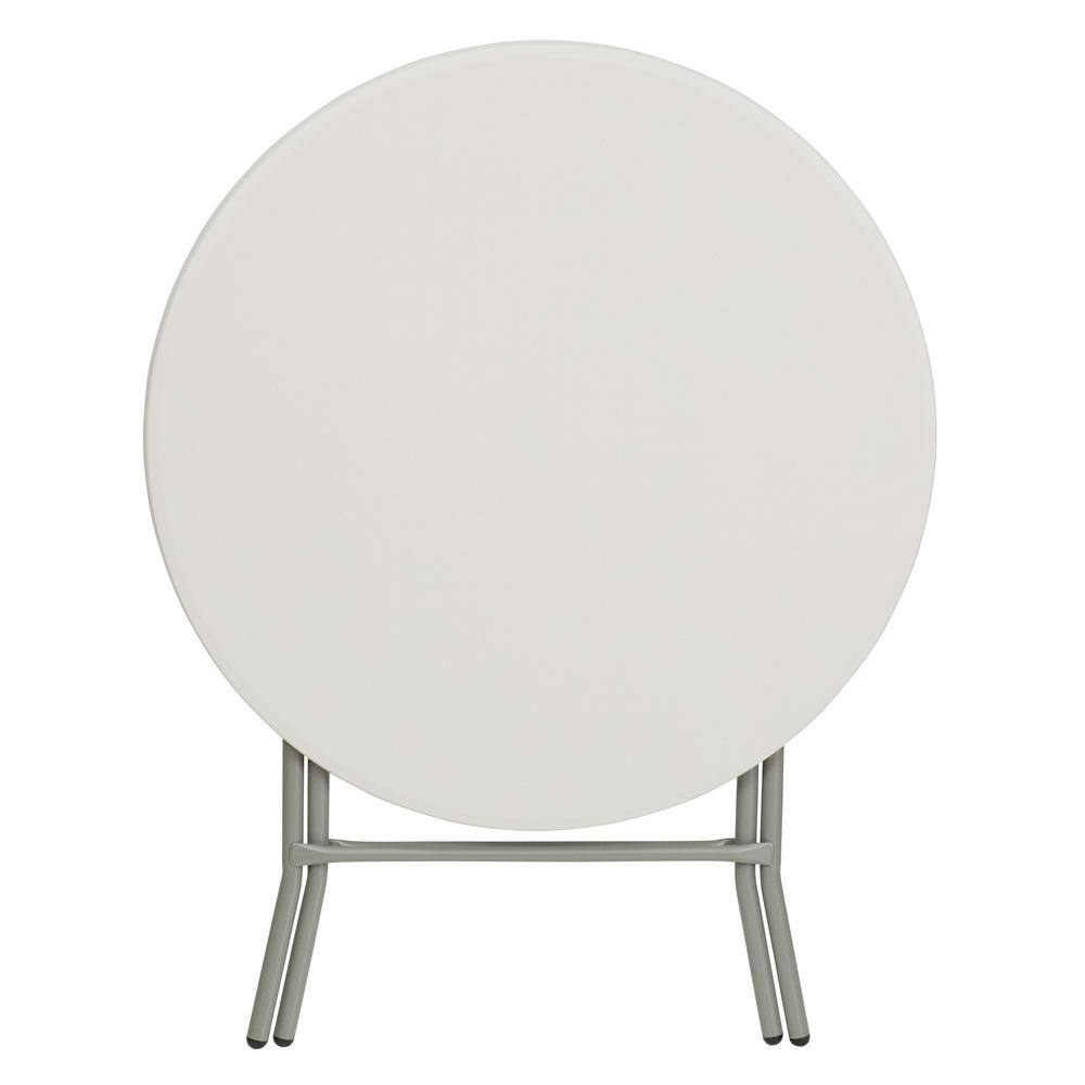 None 31.5 in. Granite White Plastic Tabletop Metal Frame Folding Table