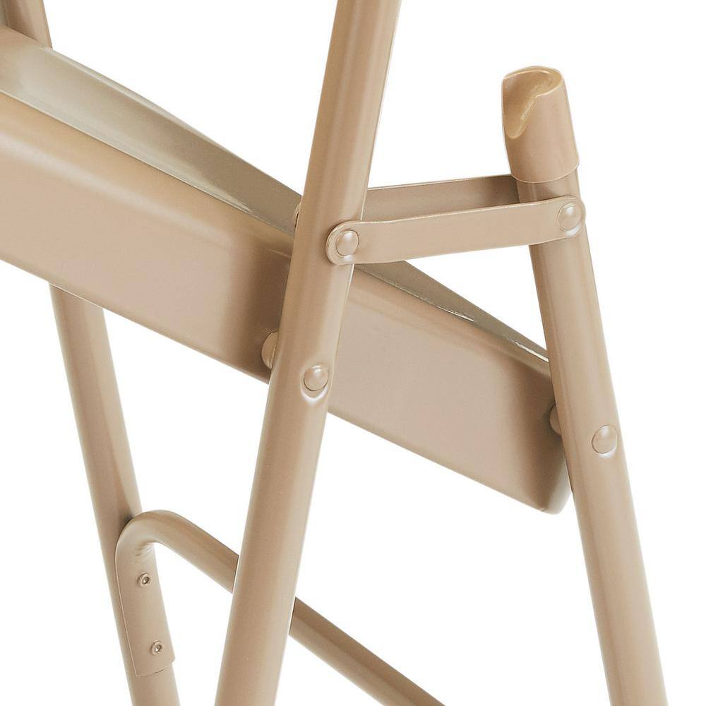 National Public Seating 200 Series Beige Premium All-Steel Double Hinge Folding Chair (4-Pack)