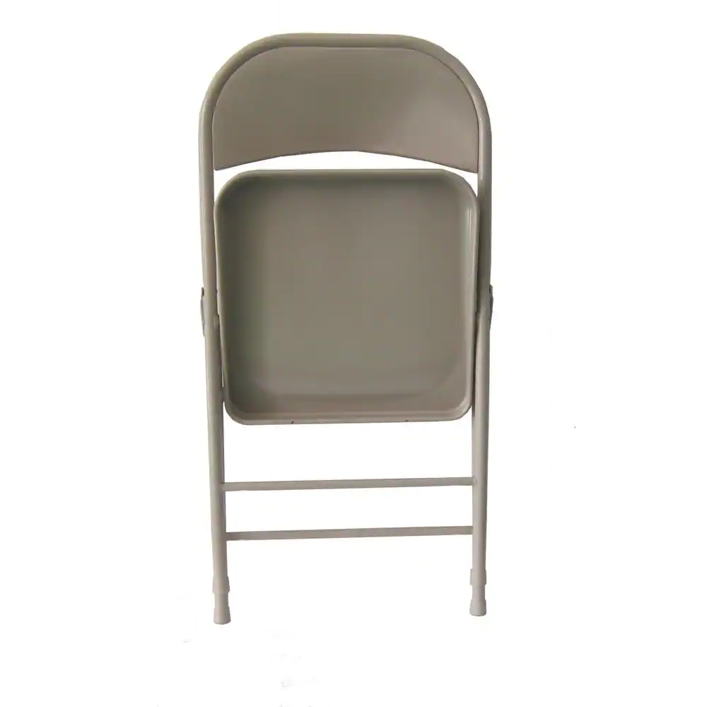None Beige Metal Stackable Folding Chairs