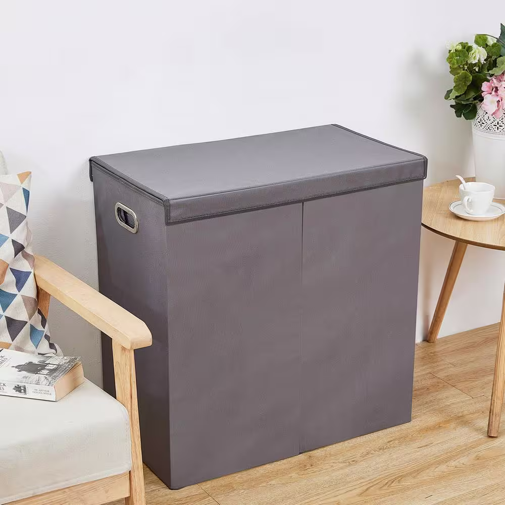 None 150L Fabric Laundry Basket Hamper with Removable Liner Bags Dark Gray