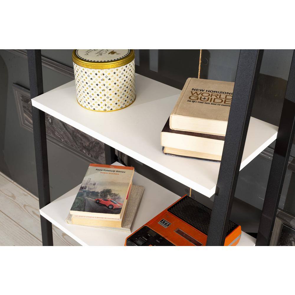 cadeninc 4-Tier White Metal Frame Storage Shelving Rack