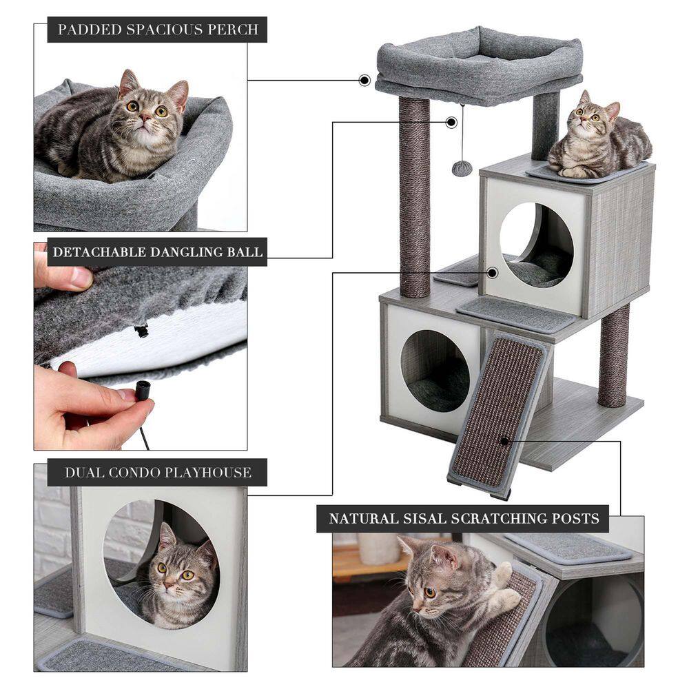 None Luxury 34 in. Cat Tower with Double Condos