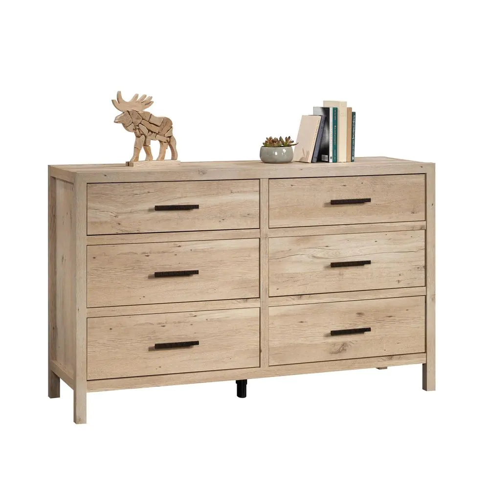 SAUDER Pacific View 6-Drawer Prime Oak Dresser 34.567 in. x 55.827 in. x 17.48 in.