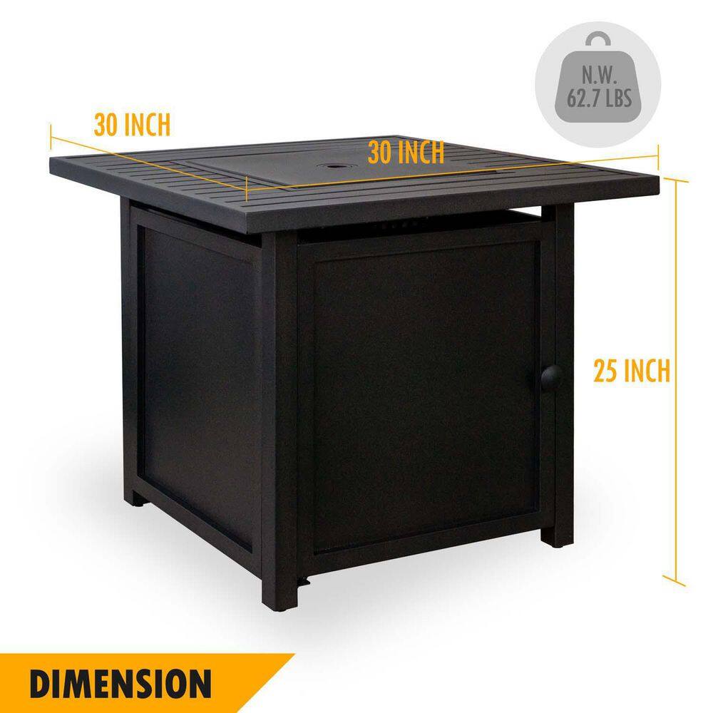 None Upland Slat Top Metal 30 ft. Gas Fire Pit Table