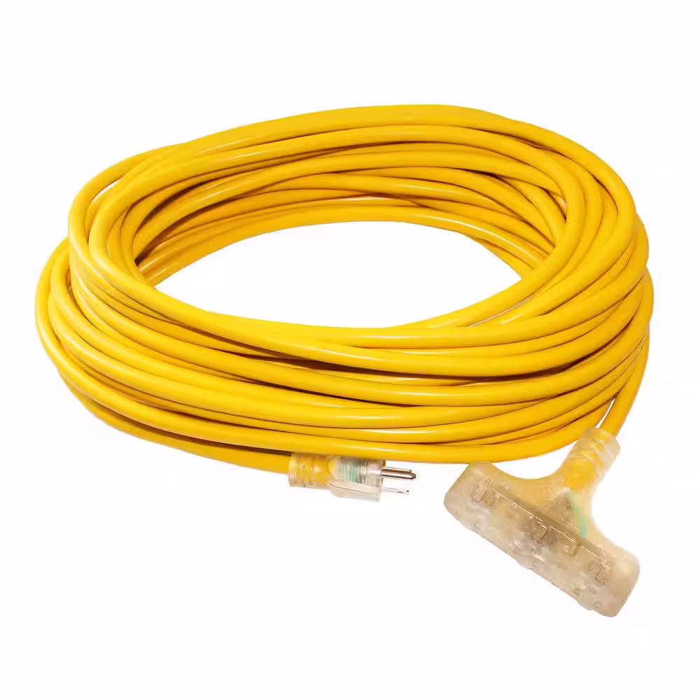 None 75 ft. 12/3 Wire Gauge Tri-Source SJT Indoor Outdoor Vinyl LIGHTED Electric Extension Cord (1-Pack)