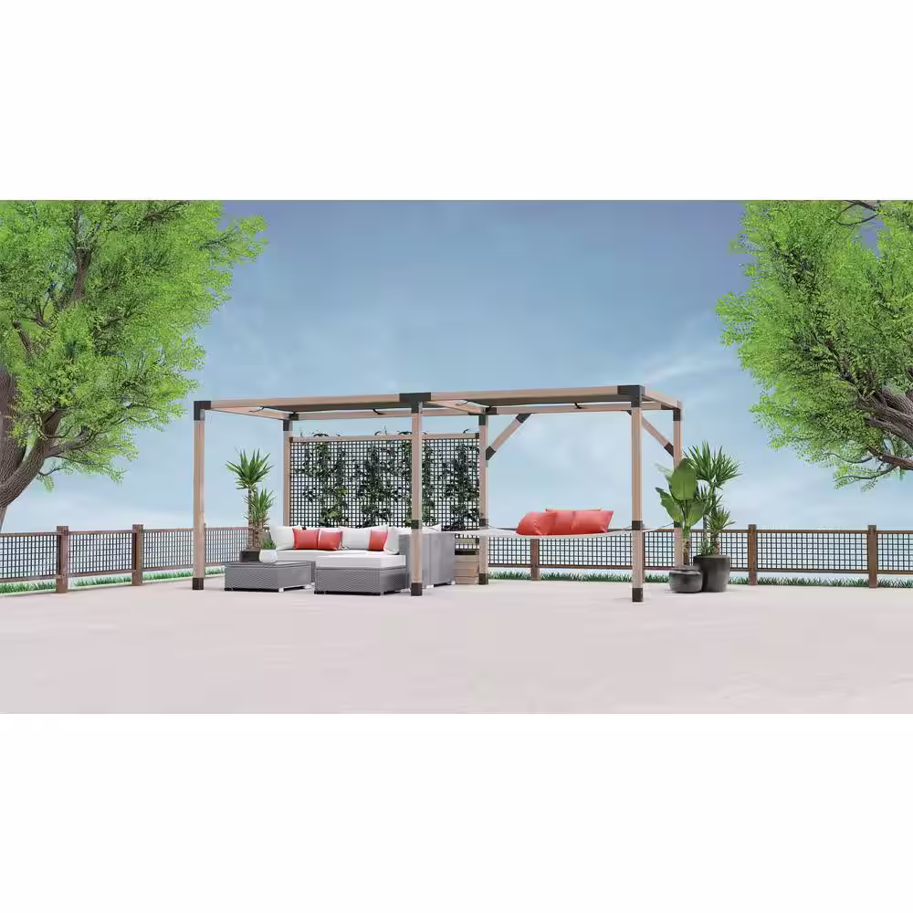 WILD HOG LINX 12 ft. x 12 ft. Charcoal Gray HDPE Pergola Sunshade Kit