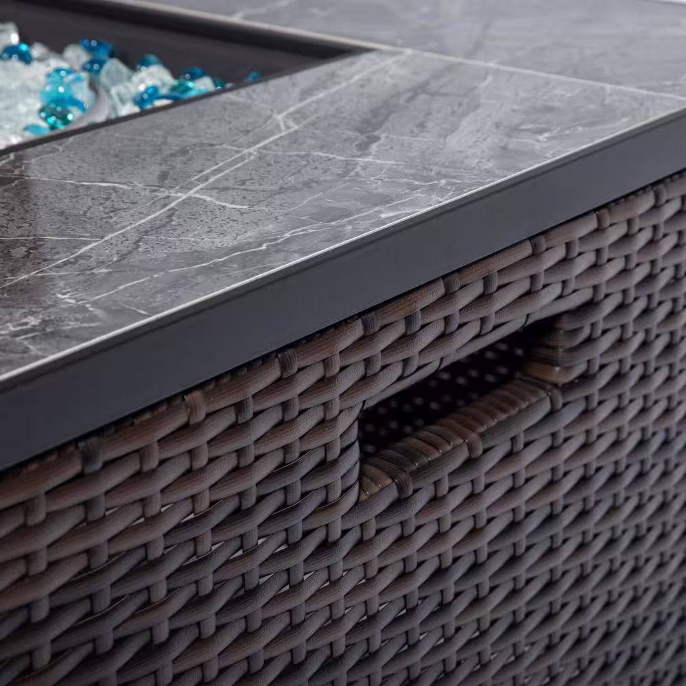 None 32 in. 40000 BTU Square Fire Table with Ceramic Tile Tabletop Outdoor Fire Pit Table