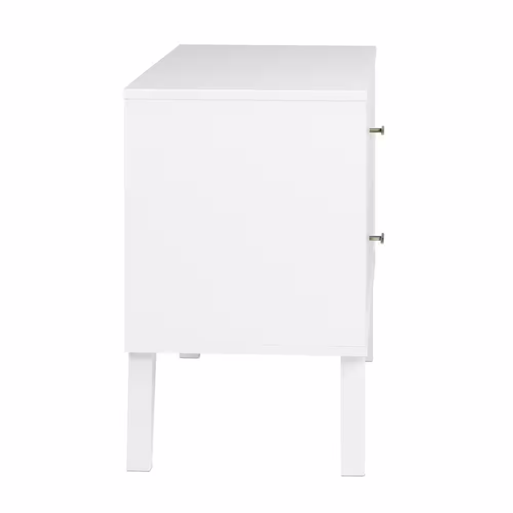 Prepac Milo Mid Century Modern 2-Drawer White Nightstand