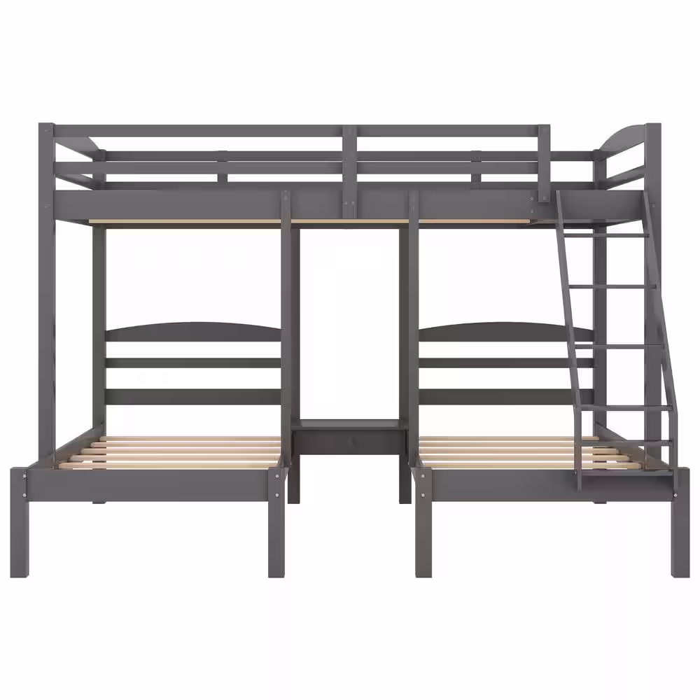 Harper & Bright Designs Full Over Twin Wood Triple Bunk Bed