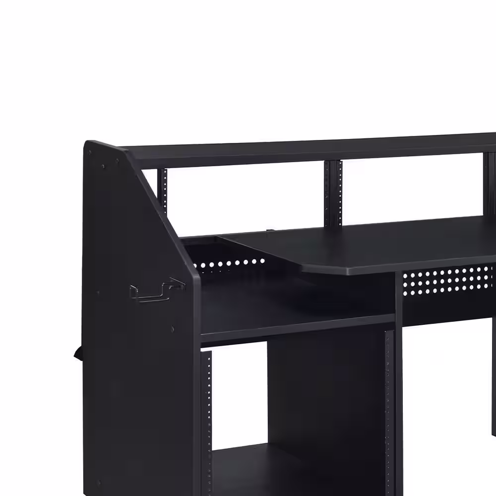 Acme Furniture Annette 26 in. Rectangular Black Finish Metal Computer Desk with Keyboard Tray and Shelves