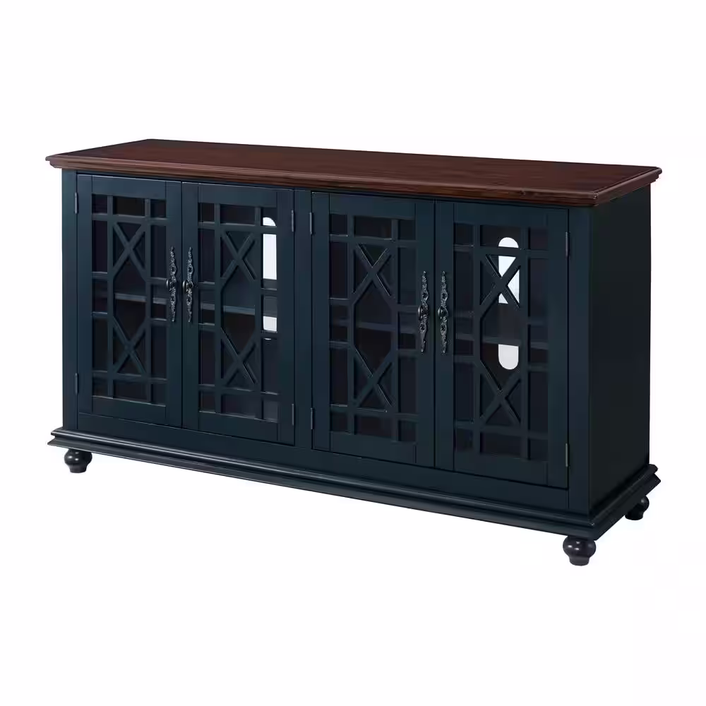 Martin Svensson Home Palisades TV Stand, Catalina Blue with Coffee Top