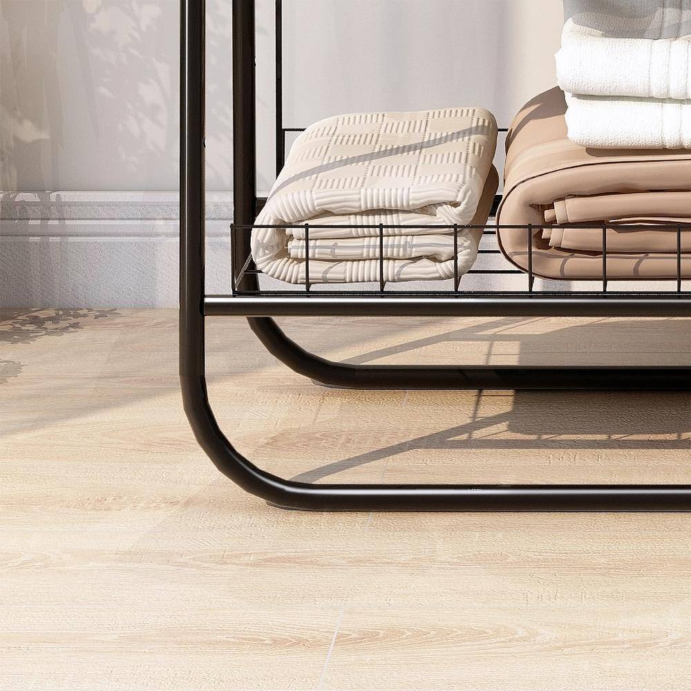 None Black Metal Clothes Rack 32.9 in. W x 64.96 in. H