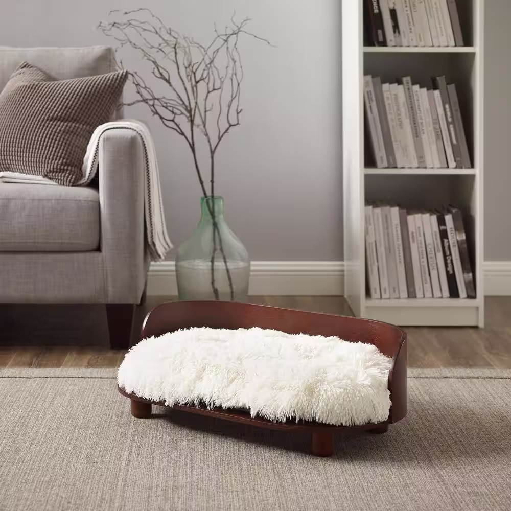 None Kuai Medium Bent Wood Dark Brown Cat Bed