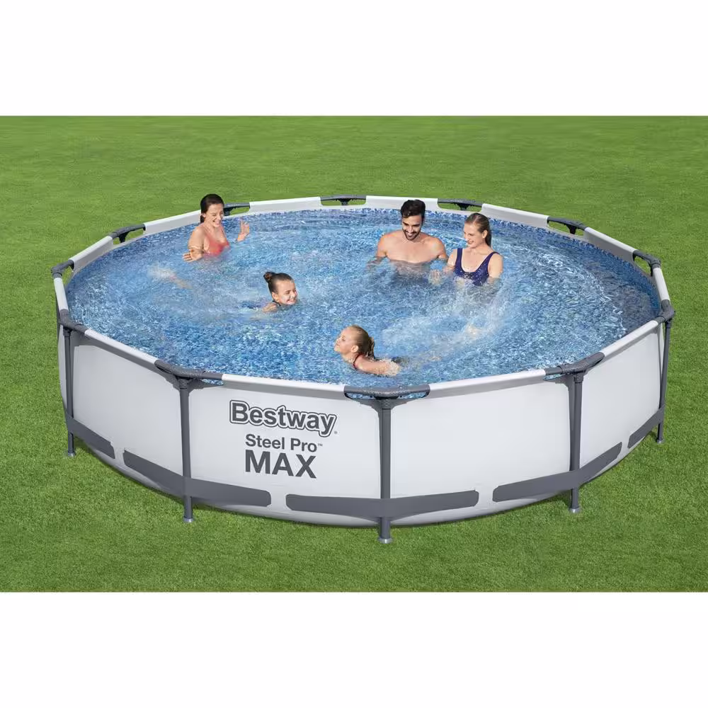Bestway Steel Pro Max 12 ft. Round x 30 in. Deep Above Ground Swimming Pool and Pump