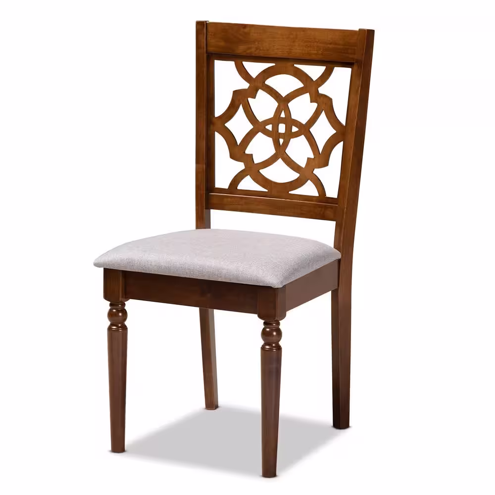 Baxton Studio Lylah Grey and Walnut Fabric Dining Chair (Set of 4)