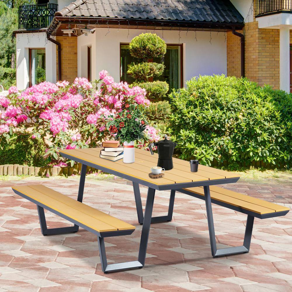 None 78 in. Brown Rectangle Picnic Table