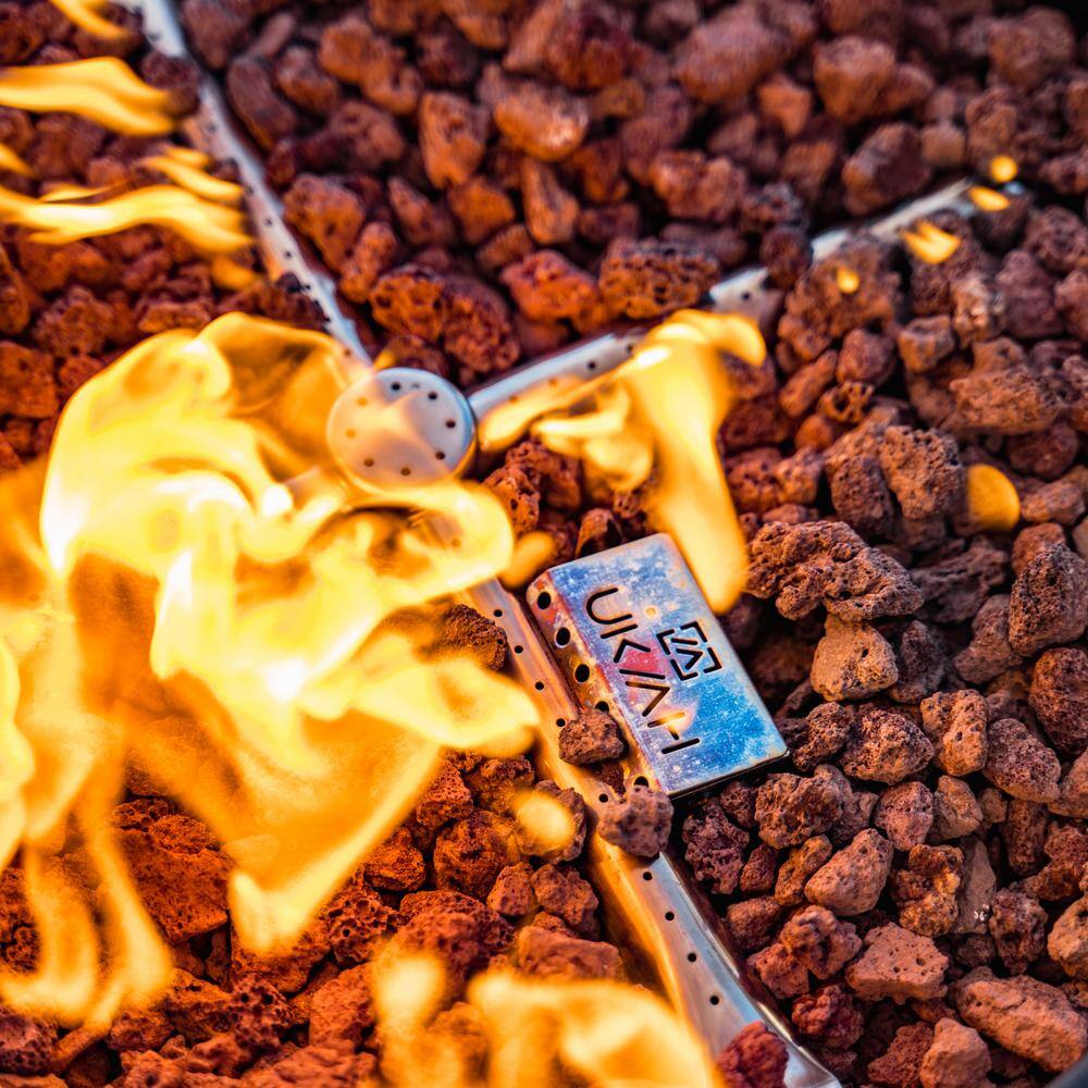 UKIAH Voyager 20 in. D x 18.7 in. H Outdoor Portable Steel Round Propane Gas Fire Pit in Black with Beat to Music Technology