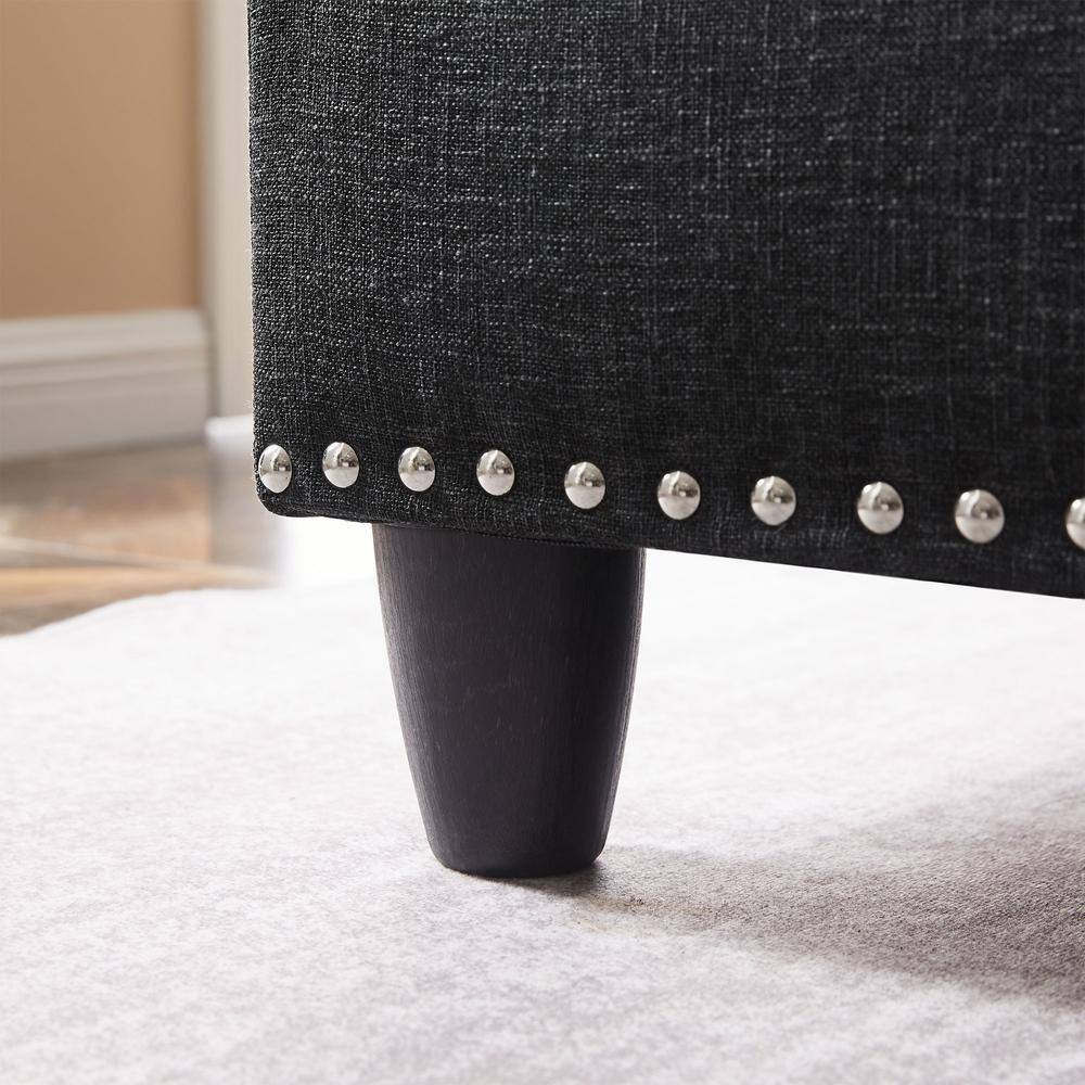 Seafuloy 97.5 in W Square Arm 3-piece L Shaped Linen Sectional Sofa in Black w/Cupholder