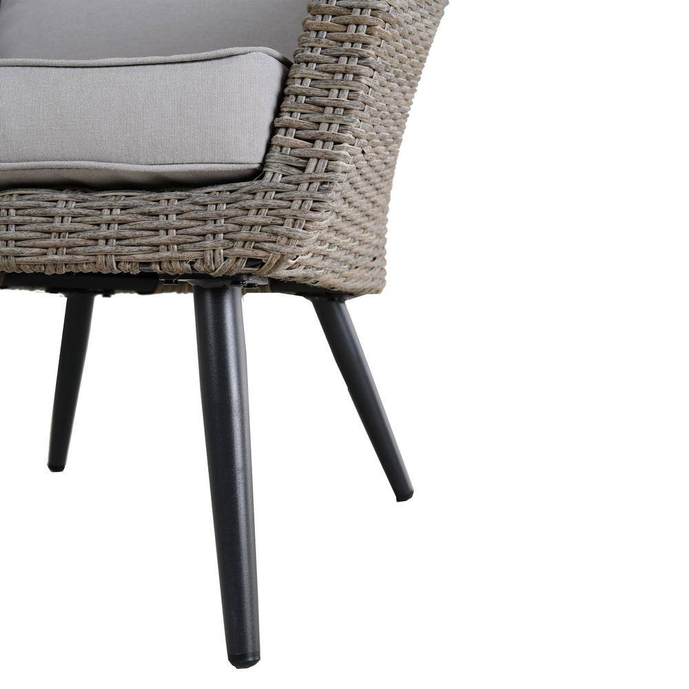 SUNRINX 3-Piece Wicker Bistro Set with Beige Cushions