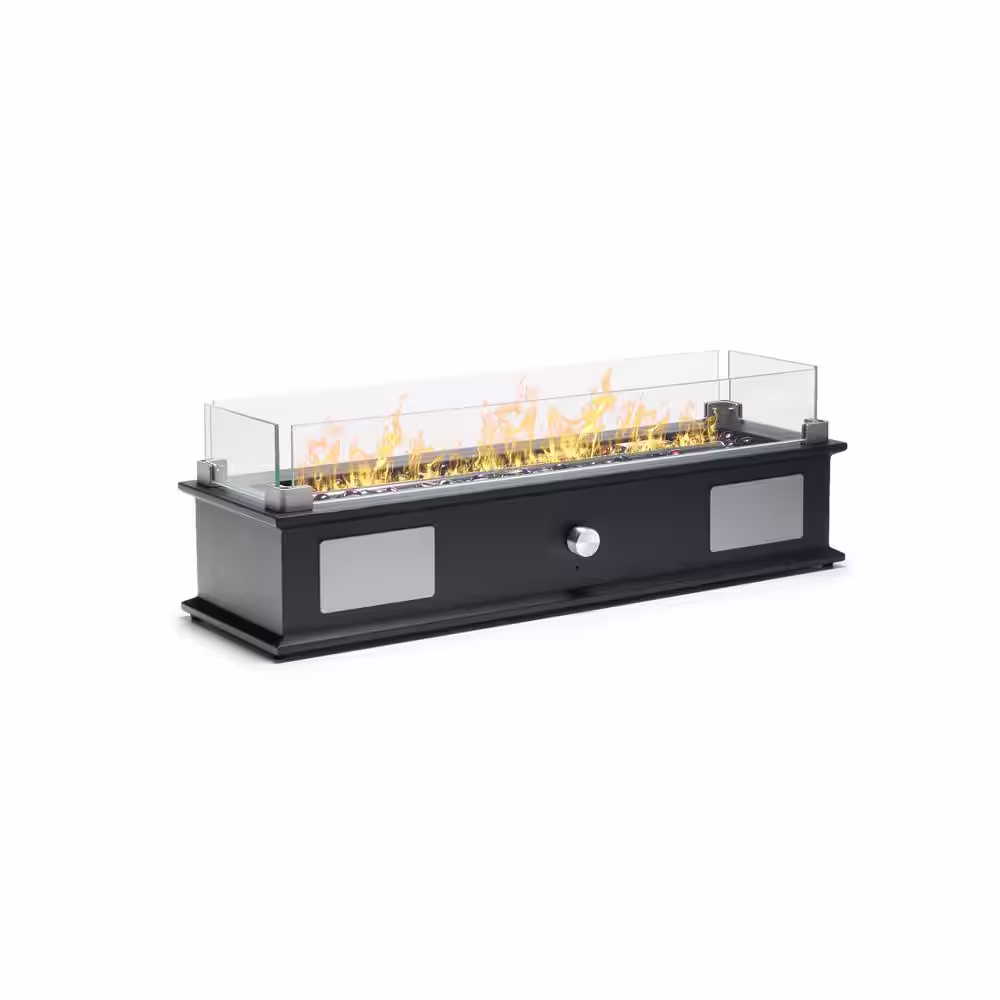 UKIAH Loom I 28 in. x 9 in. Tabletop Propane Gas Black Audio Fire Pit with Patented 2.0 Sound System