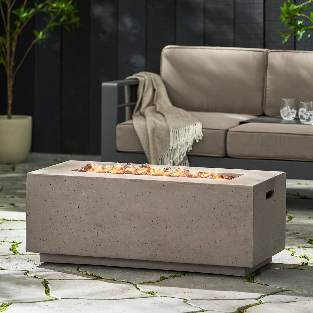 Noble House Mayfair Dark Grey Rectangular Stone Fire Pit (No Tank Holder)