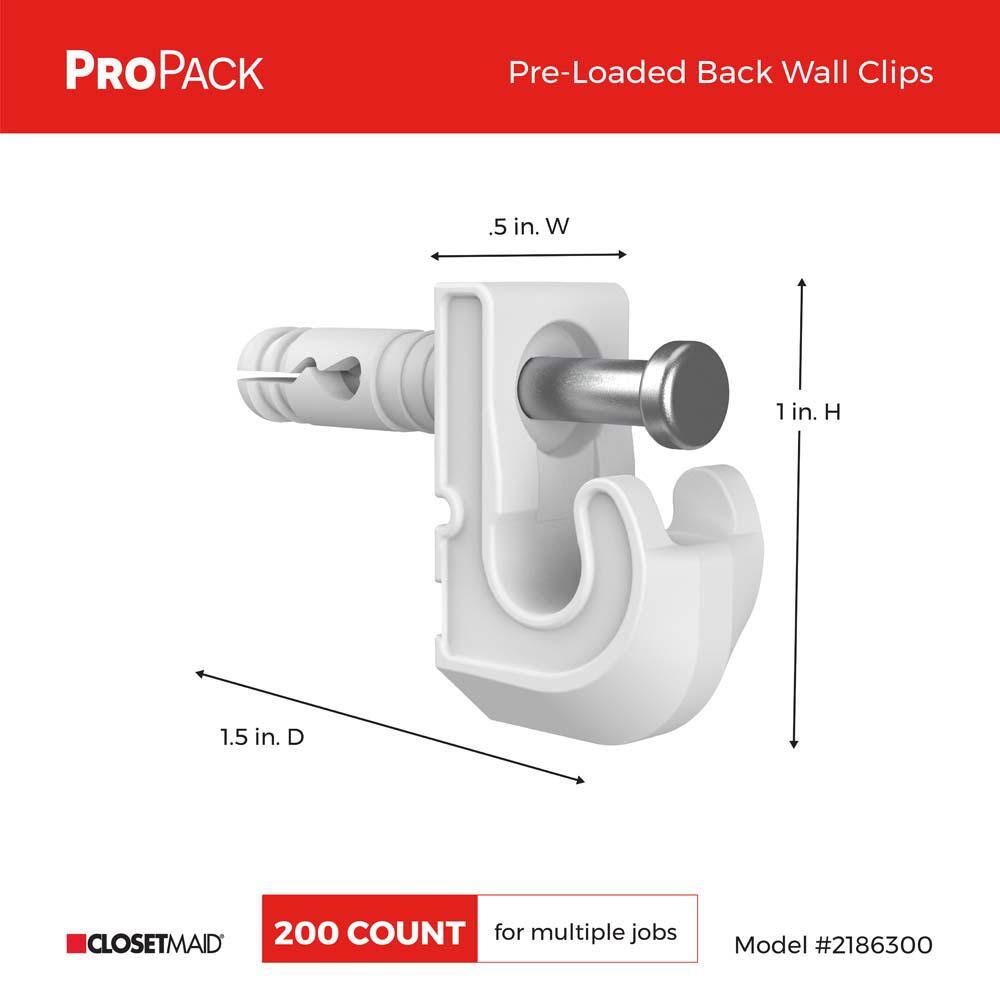 ClosetMaid ProPack Pre-Loaded Back Wall Clips (200-Piece)