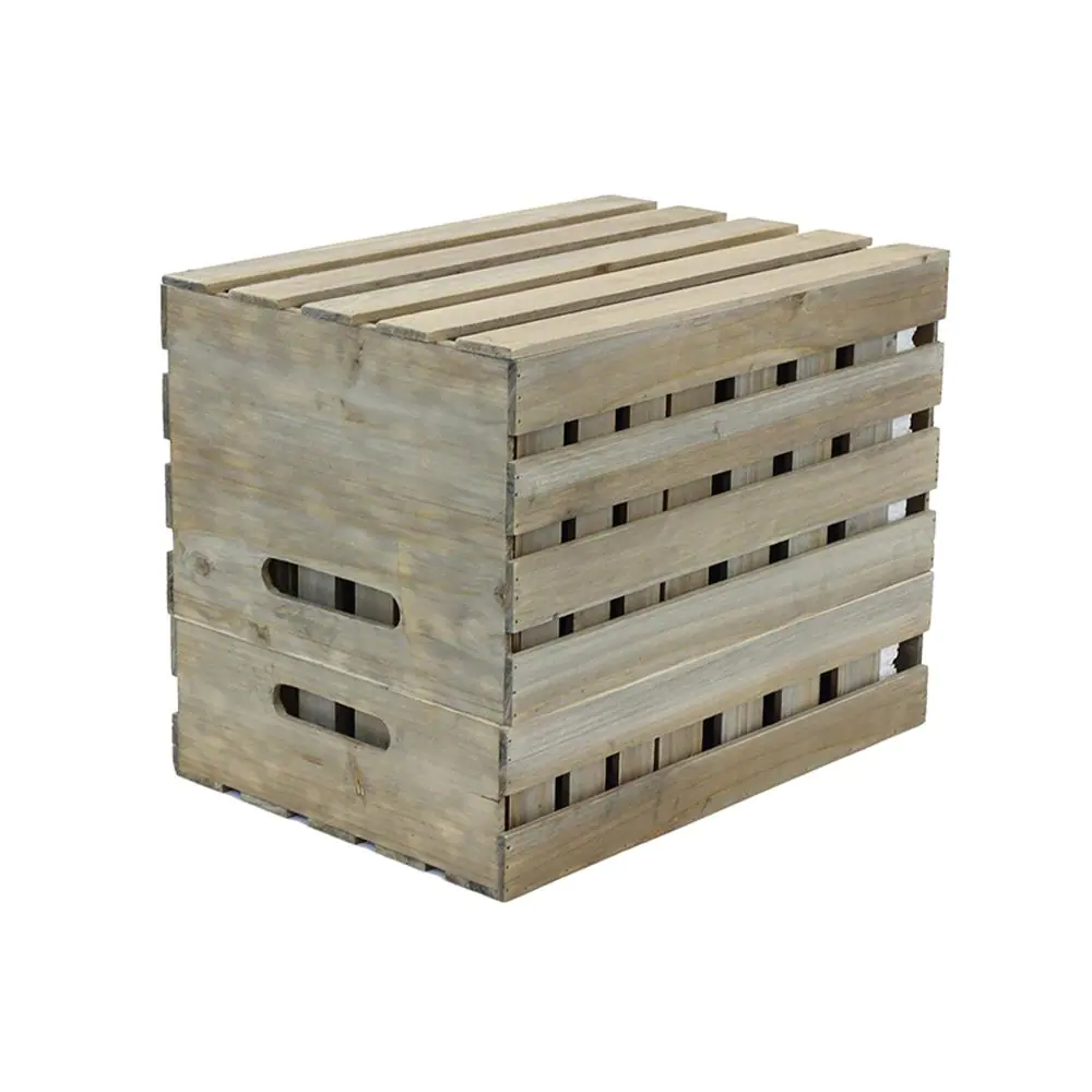 Crate and Pallet Nested Wood Crate Set in Weathered Gray (9-Pack)