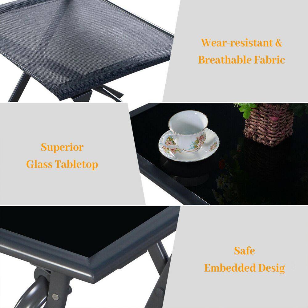 SUNRINX 3 Pieces Bistro Set Garden Backyard Table Chairs Furniture Set