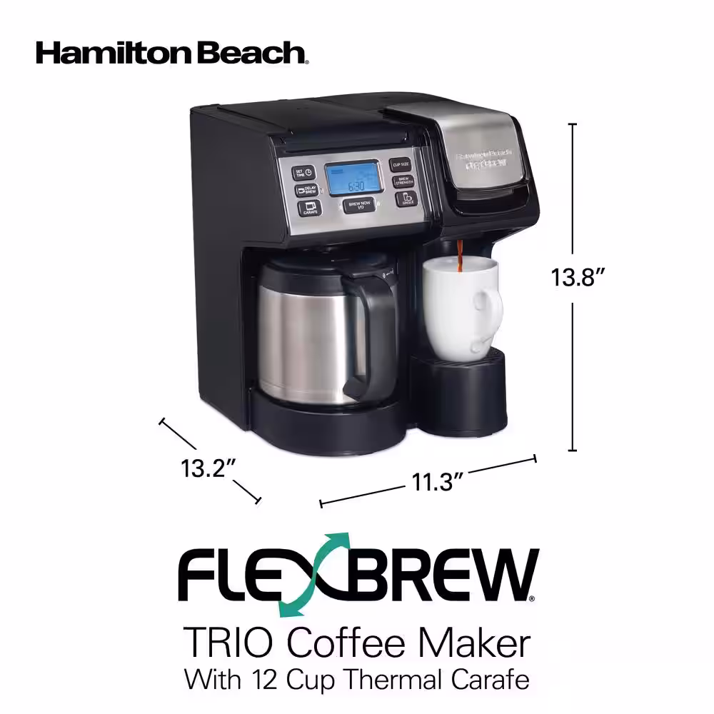 Hamilton Beach FlexBrew Trio 12-Cup Black Coffee Maker with Thermal Carafe