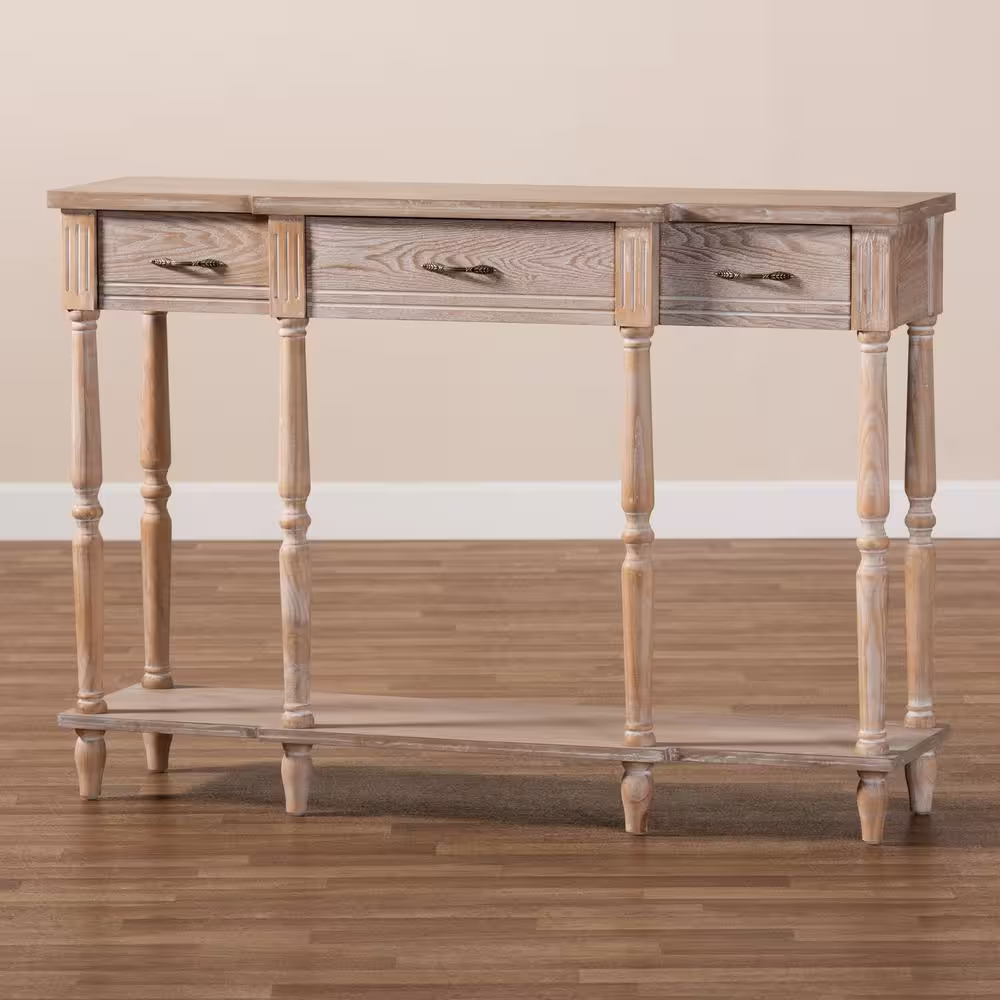 Baxton Studio Hallan 48 in. Oak Brown Rectangle Wood Console Table