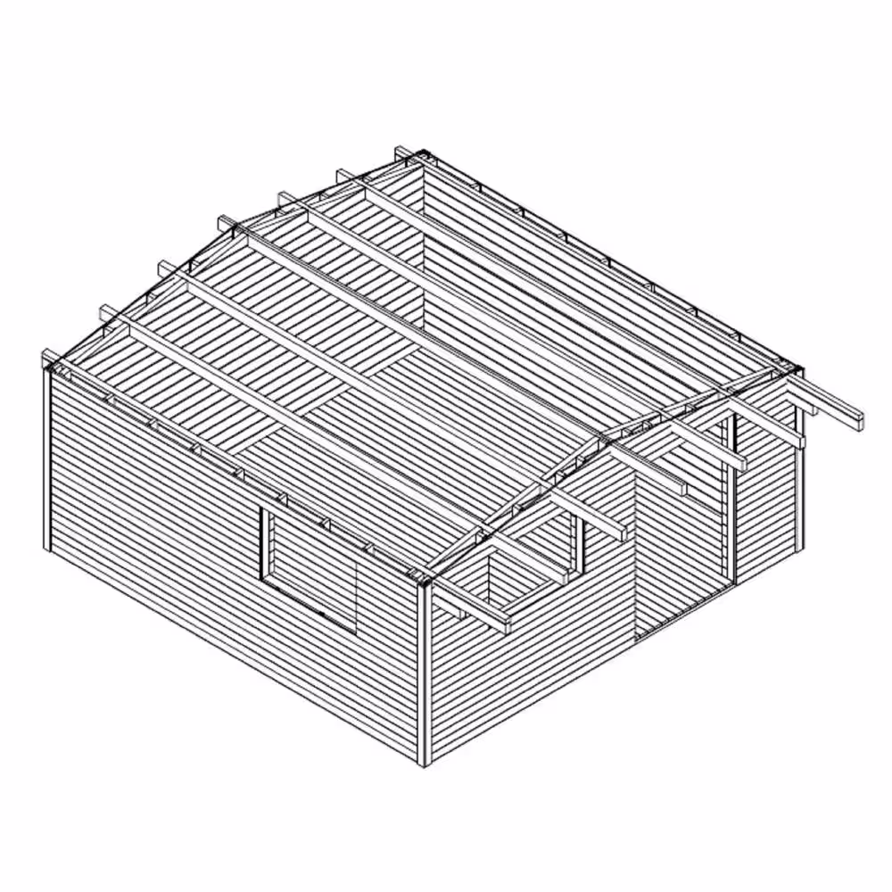 Hud-1 EZ Buildings 16 ft. W x 16 ft. D Cabin Kit with Solar Package D.I.Y Log