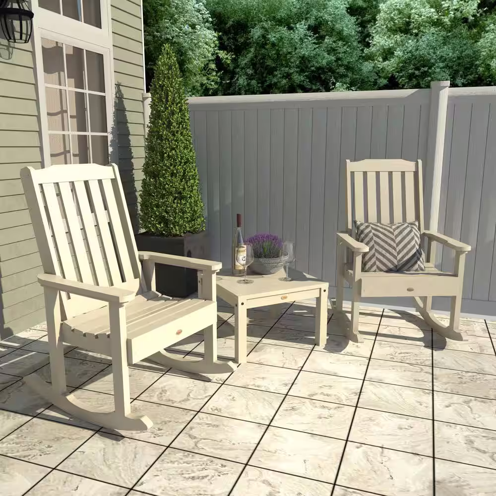 Highwood Lehigh Whitewash 3-Piece Recycled Plastic Conversation Set