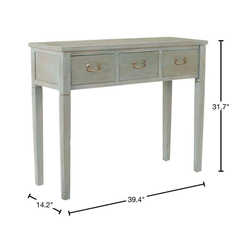 SAFAVIEH Cindy 40 in. 3-Drawer Gray Wood Console Table
