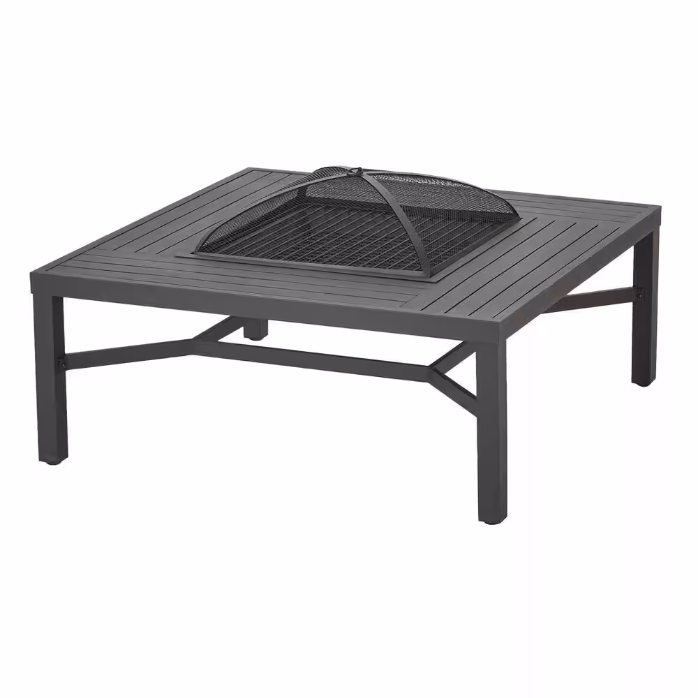 Hampton Bay 43.50 in. Aluminum Fire Pit Table in Black