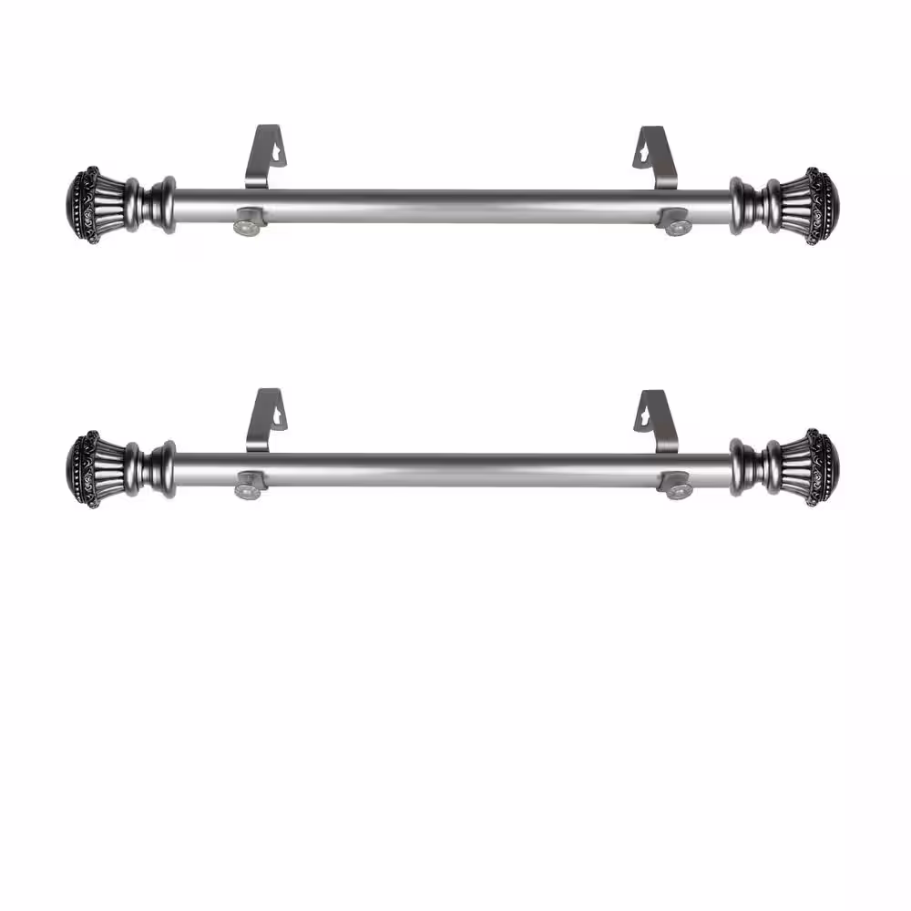 Rod Desyne Chance 12 in. - 20 in. L Adjustable 1 in. Dia Single Side Window Curtain Rod in Satin Nickel (Set of 2)