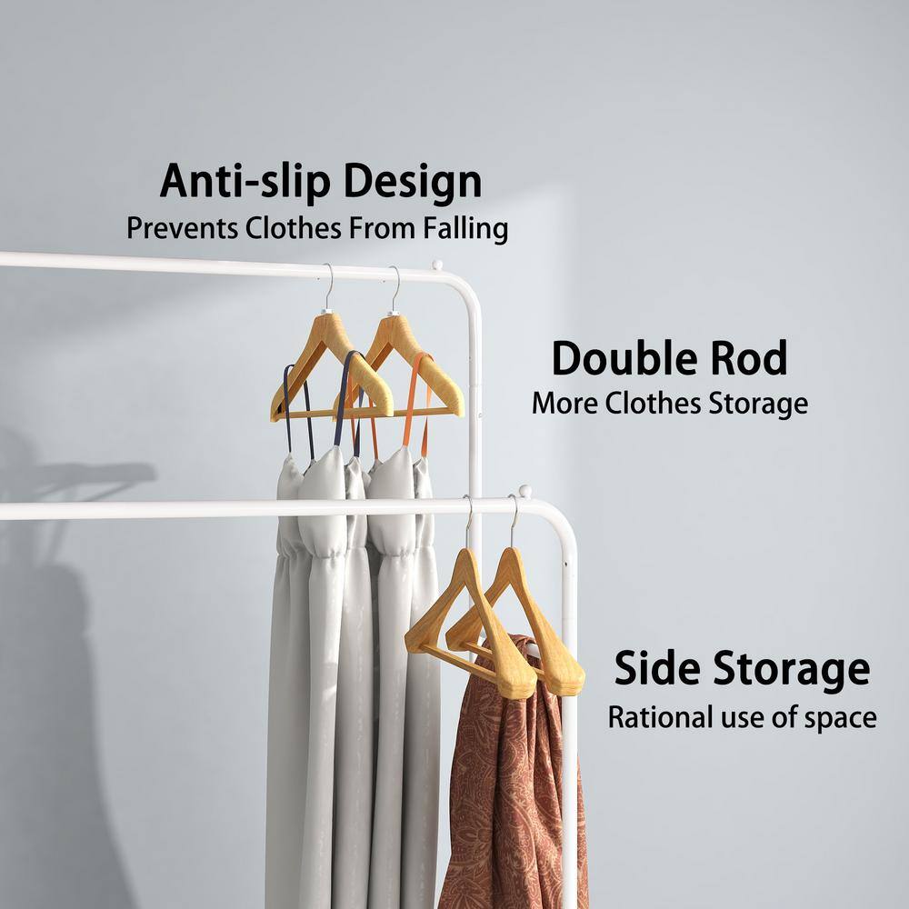 None White Metal Clothes Rack 43.30 in. W x 60.24 in. H