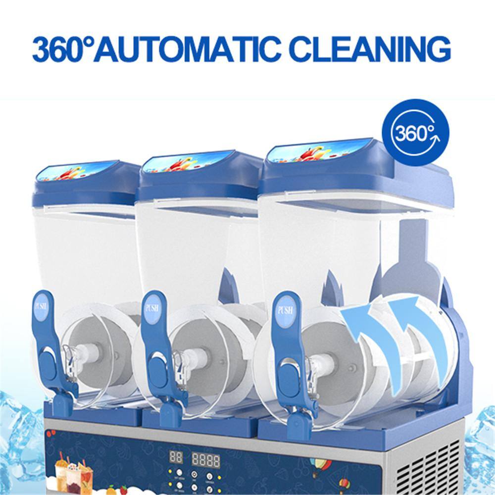 Phivve 1584 oz. Commercial Machine 3 x 15 L Tank 1200-Watt Stainless Steel Sliver Snow Cone Machine