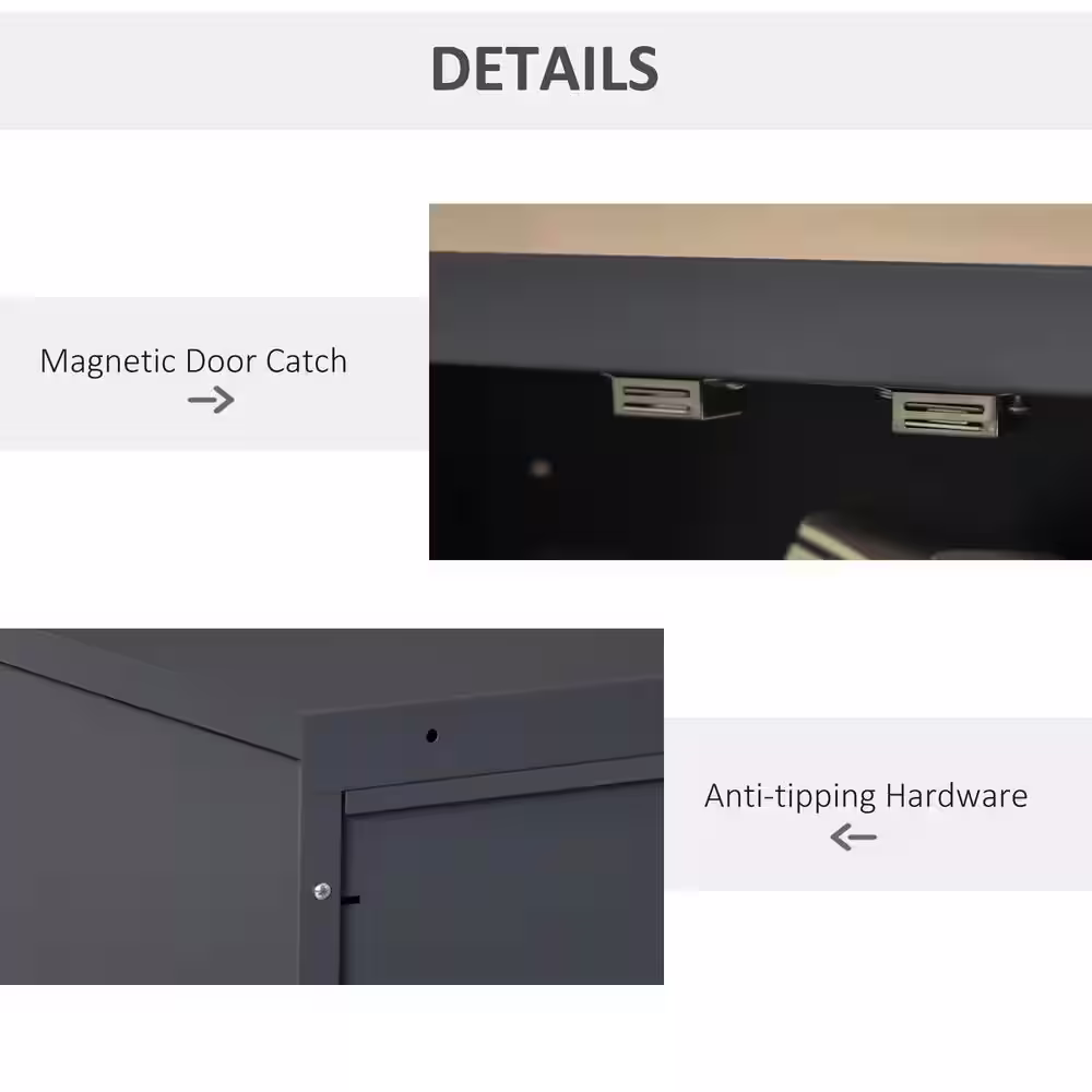 HOMCOM Industrial Grey Steel Cabinet with Adjustable Shelves