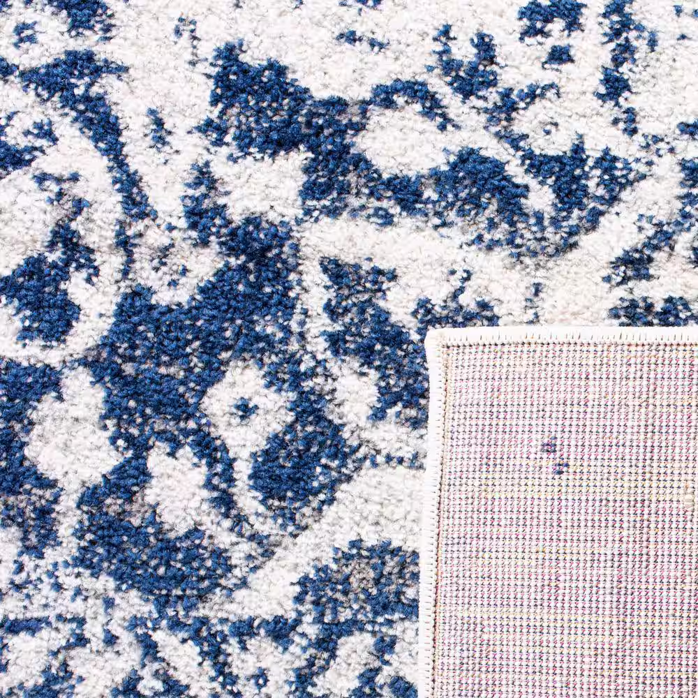 SAFAVIEH Madison Cream/Navy 2 ft. x 16 ft. Geometric Runner Rug