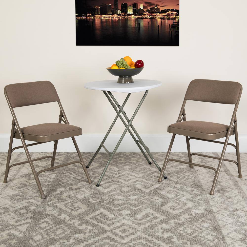 Flash Furniture Beige Fabric/Beige Frame Metal Folding Chair (4-Pack)