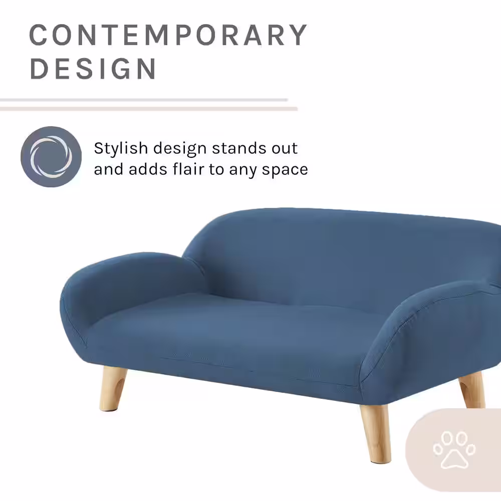 None Akkeri Medium Blue Fabric Cat Couch