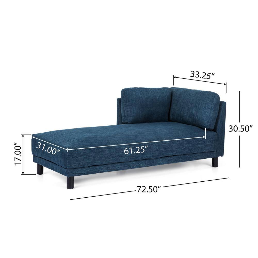 Noble House Hoadley Navy Blue and Black Upholstered Chaise Lounge