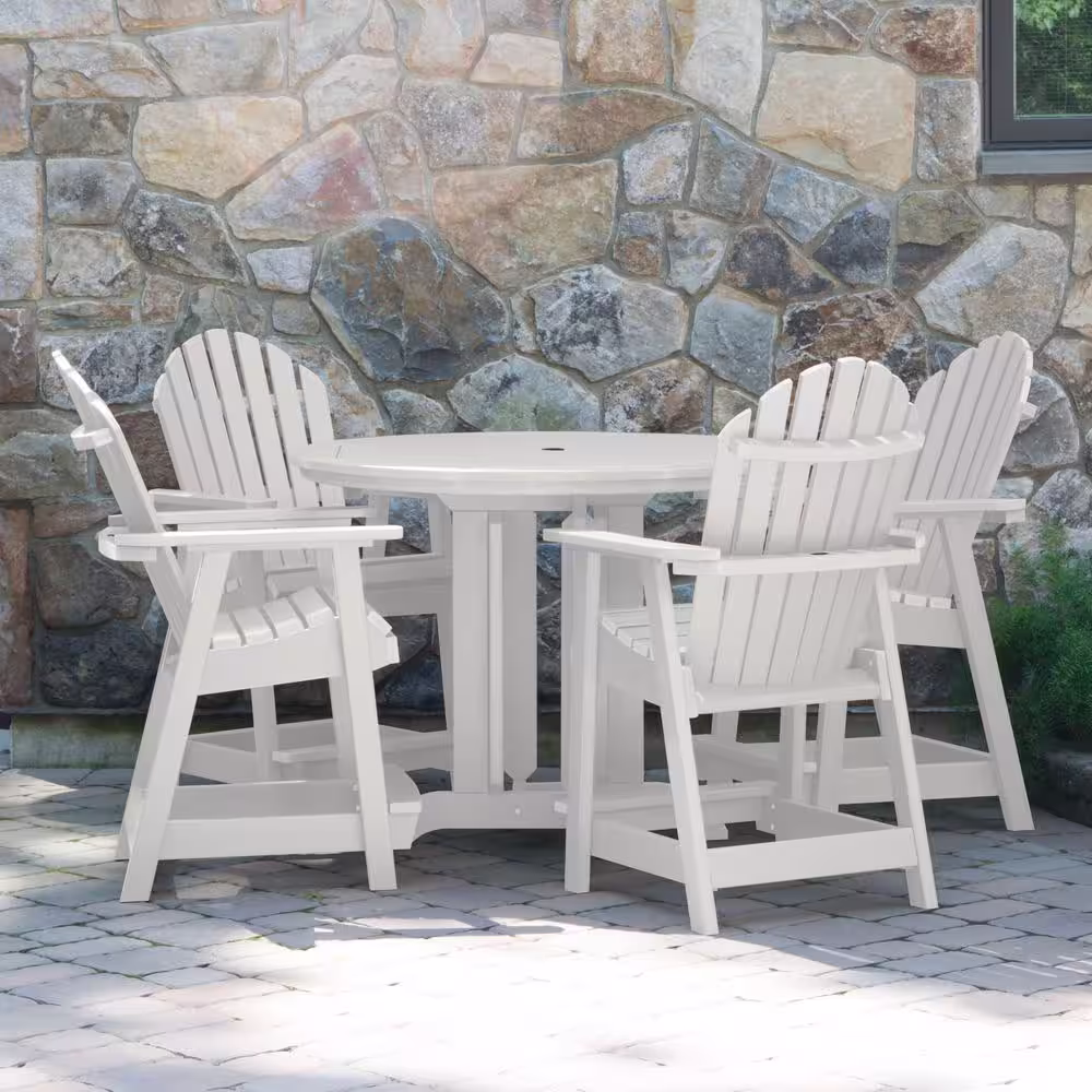 Highwood Hamilton 5-Piece White Round Balcony Height Dining Set
