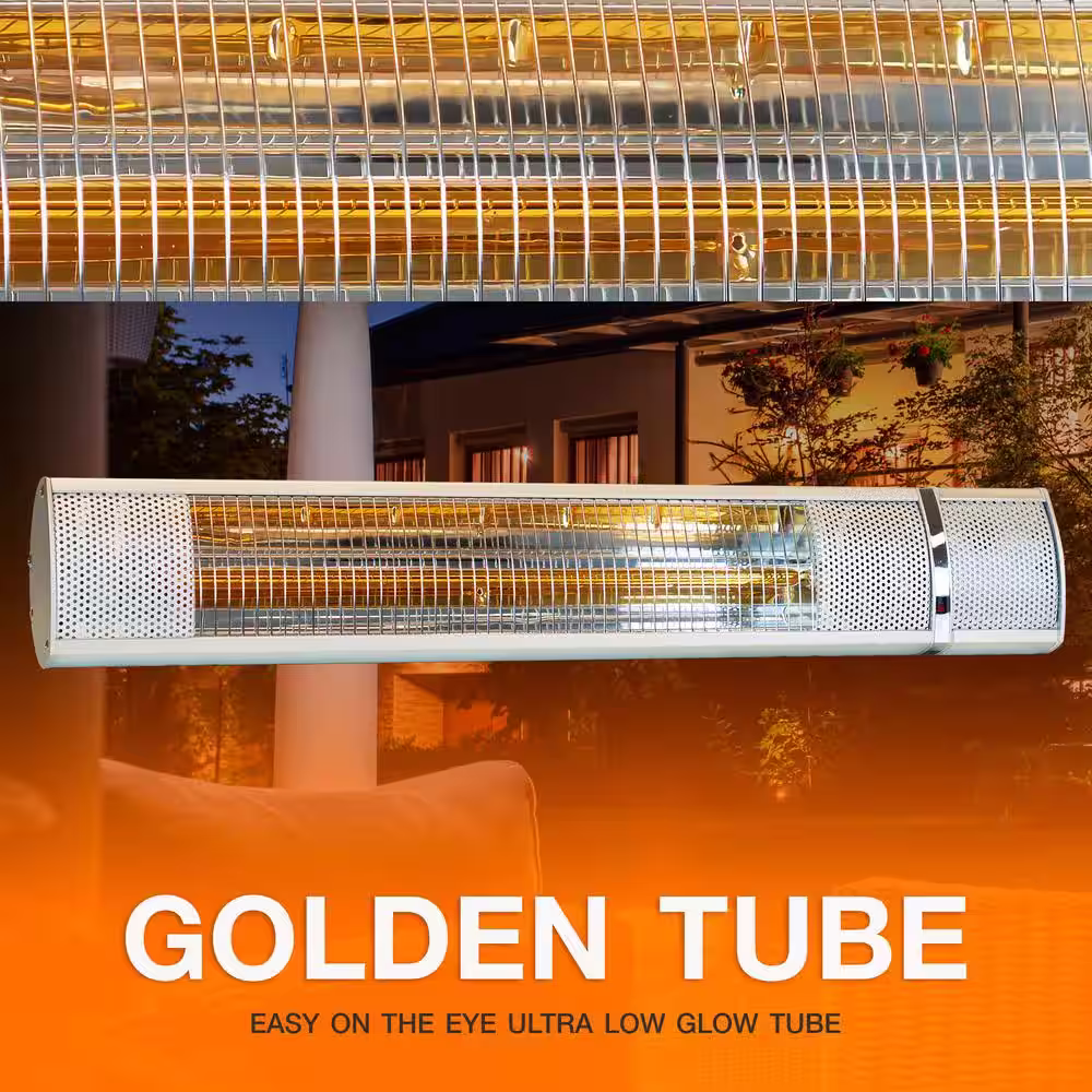 EdenBranch Golden Tube Wall Mounted Patio Heater with Remote 1500-Watt